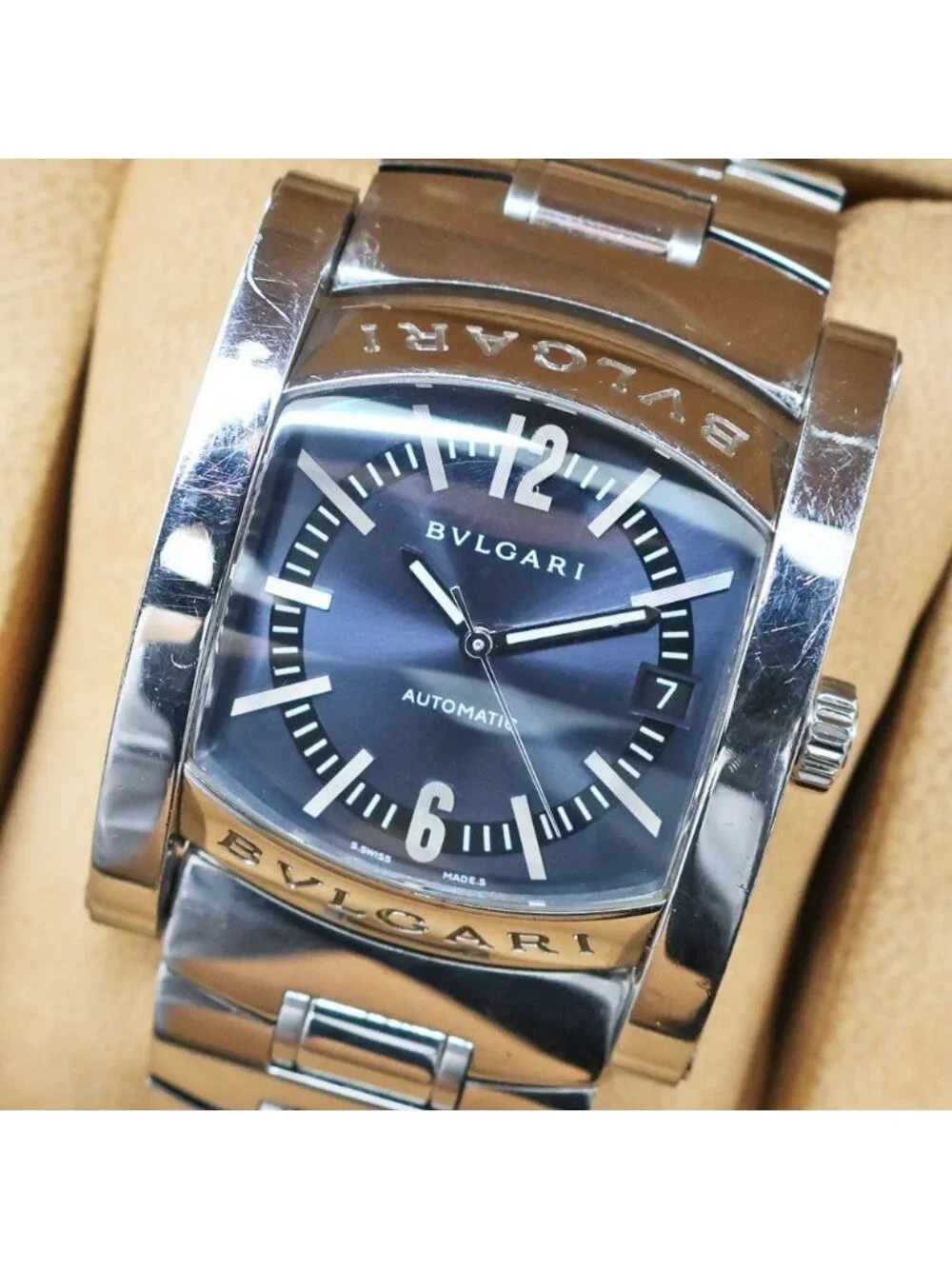 Bvlgari Heaven Assioma SS Blue Gray Automatic Winding Watch